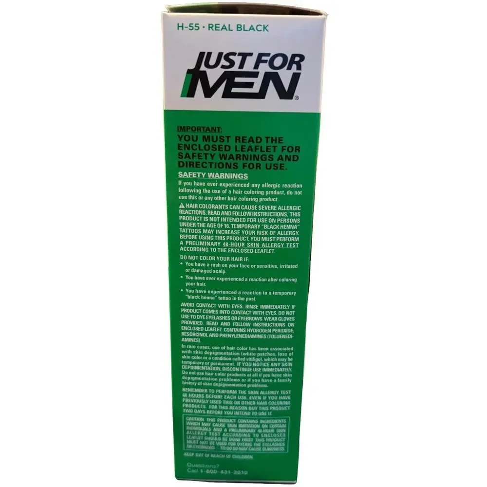 Just For Men Shampoo-In Hair Color H-55 Real Black Gray Coverage 5 Minute Dye